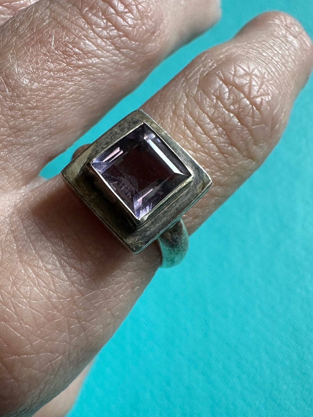 Vintage Sterling Modernist Amethyst Ring